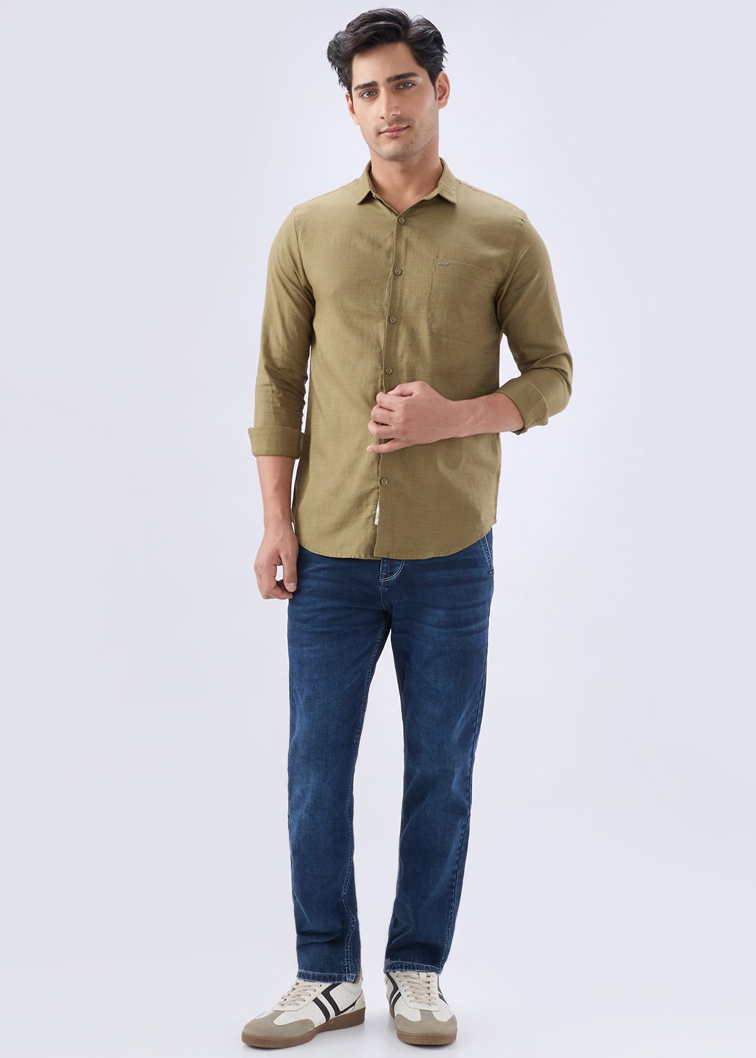 Keen Solid Full Sleeve Shirt: Mehndi