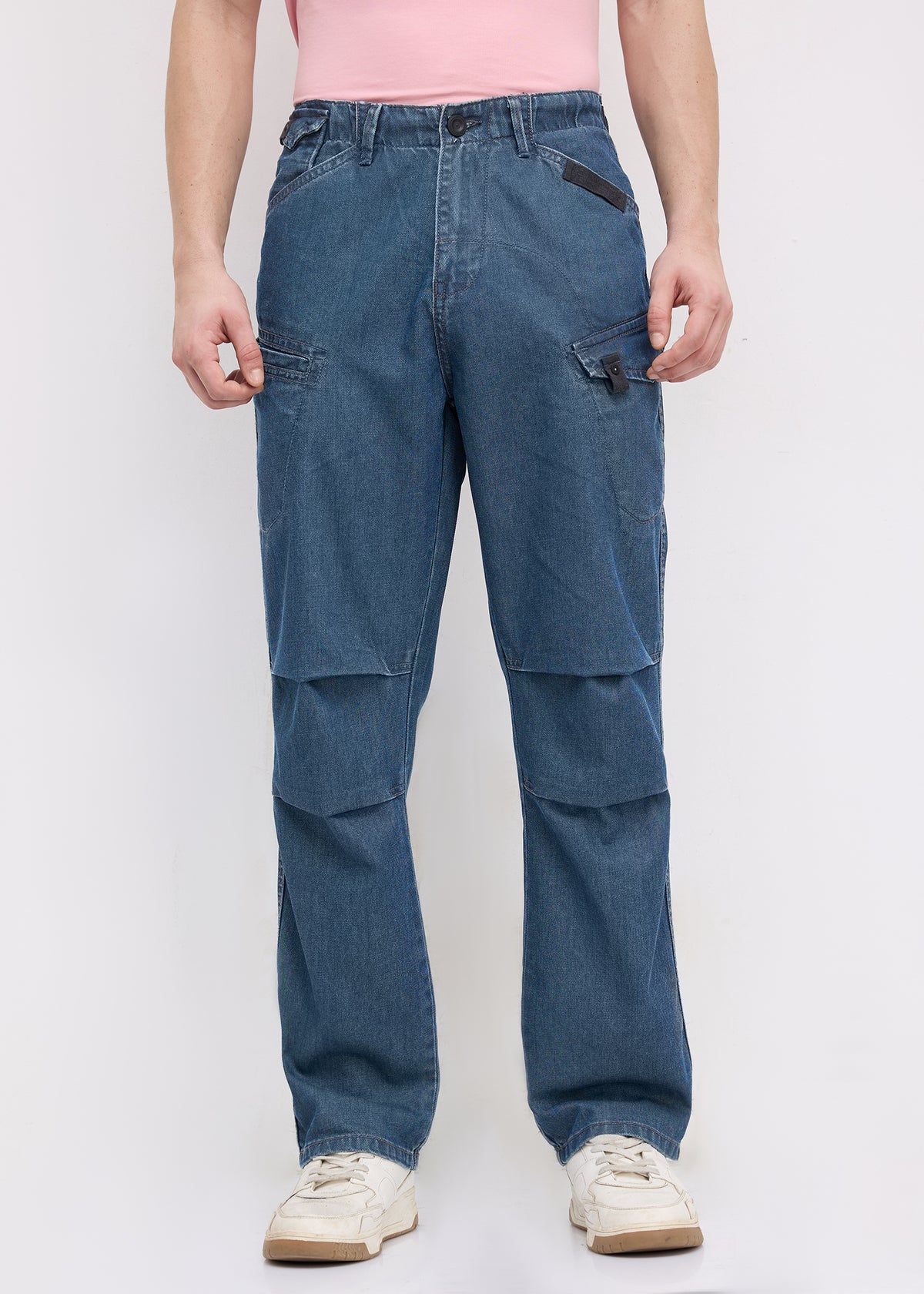 Osteno Utility Denim Cargo: Blue