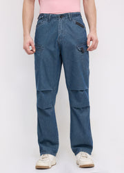 Osteno Utility Denim Cargo: Blue