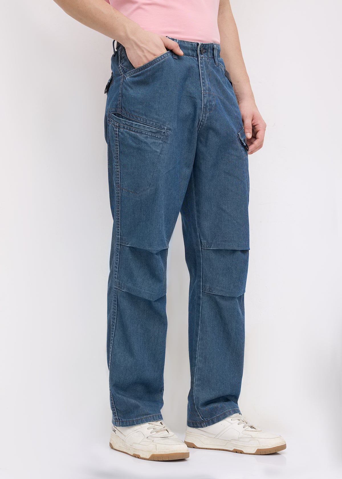 Osteno Utility Denim Cargo: Blue