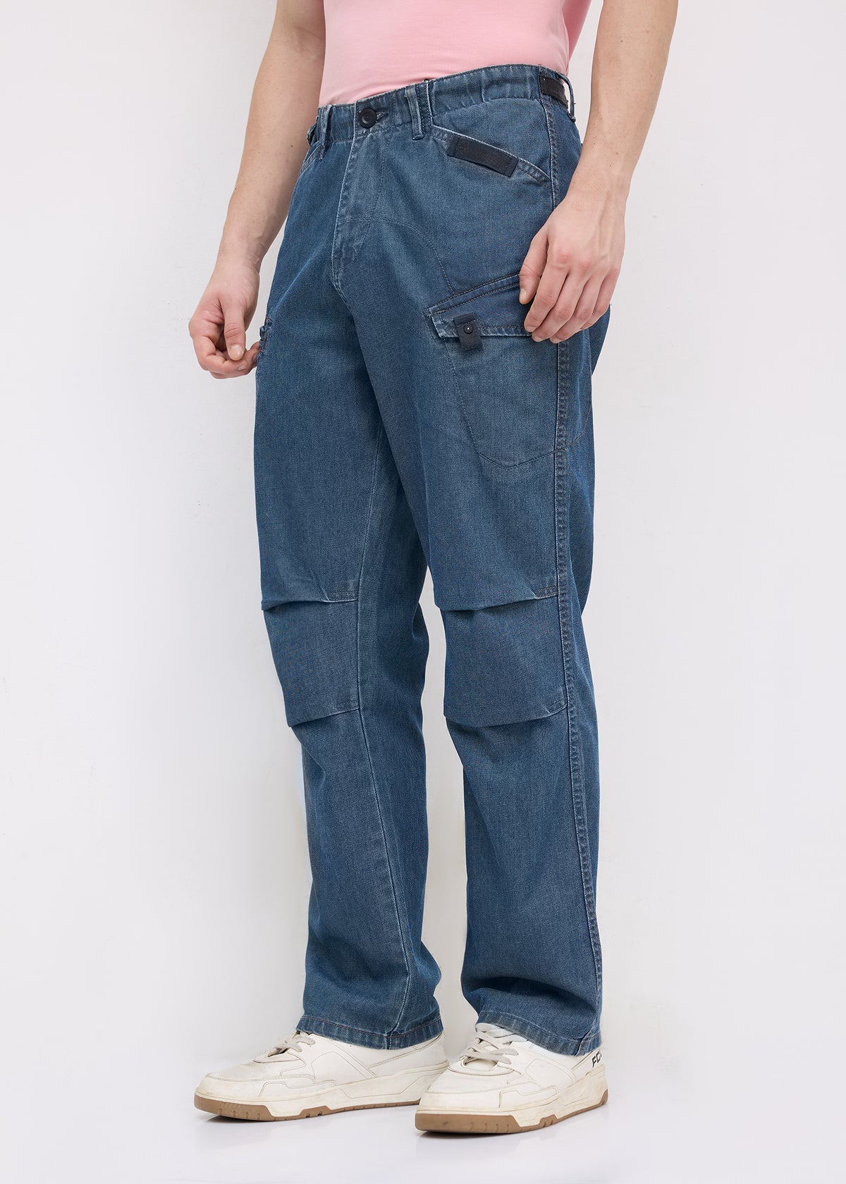 Osteno Utility Denim Cargo: Blue