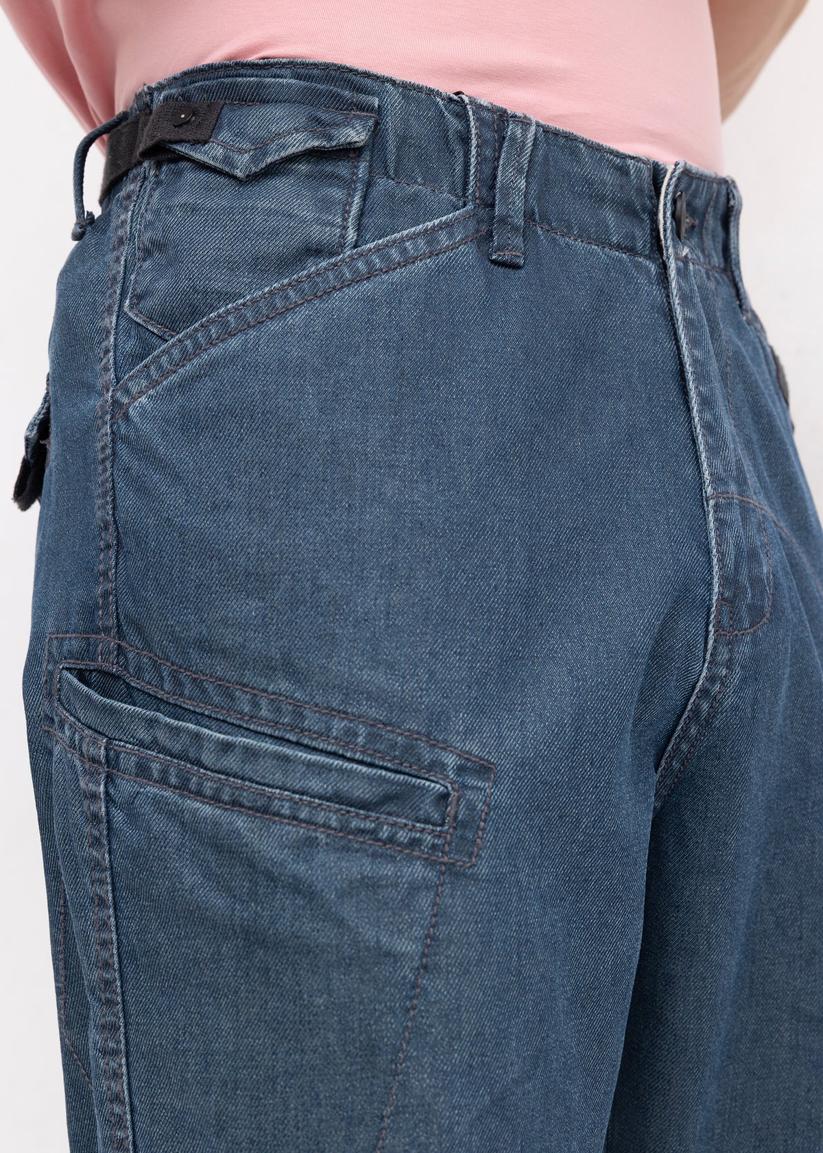 Osteno Utility Denim Cargo: Blue
