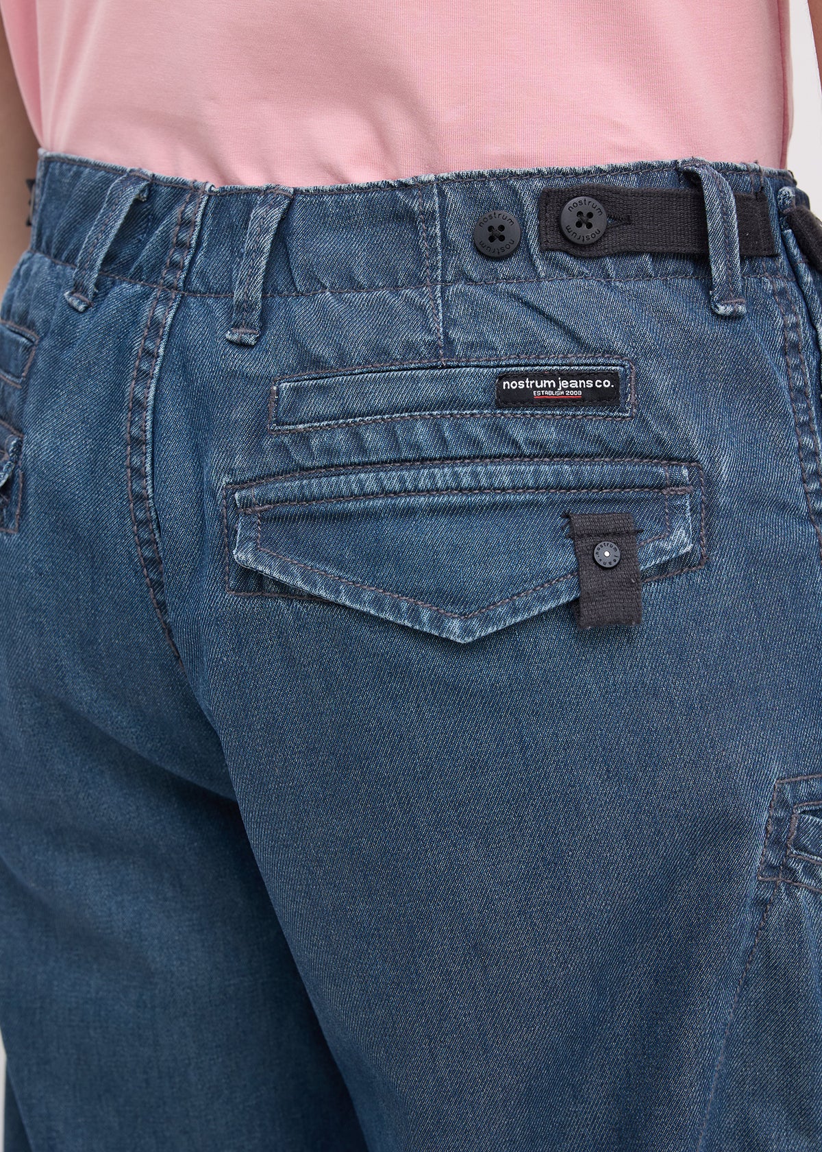 Osteno Utility Denim Cargo: Blue