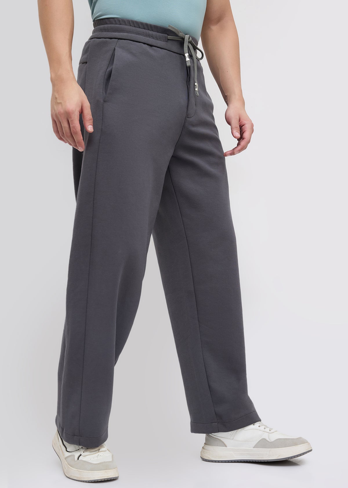 Wog Solid Relaxed-Fit Track Pants: Dark Grey