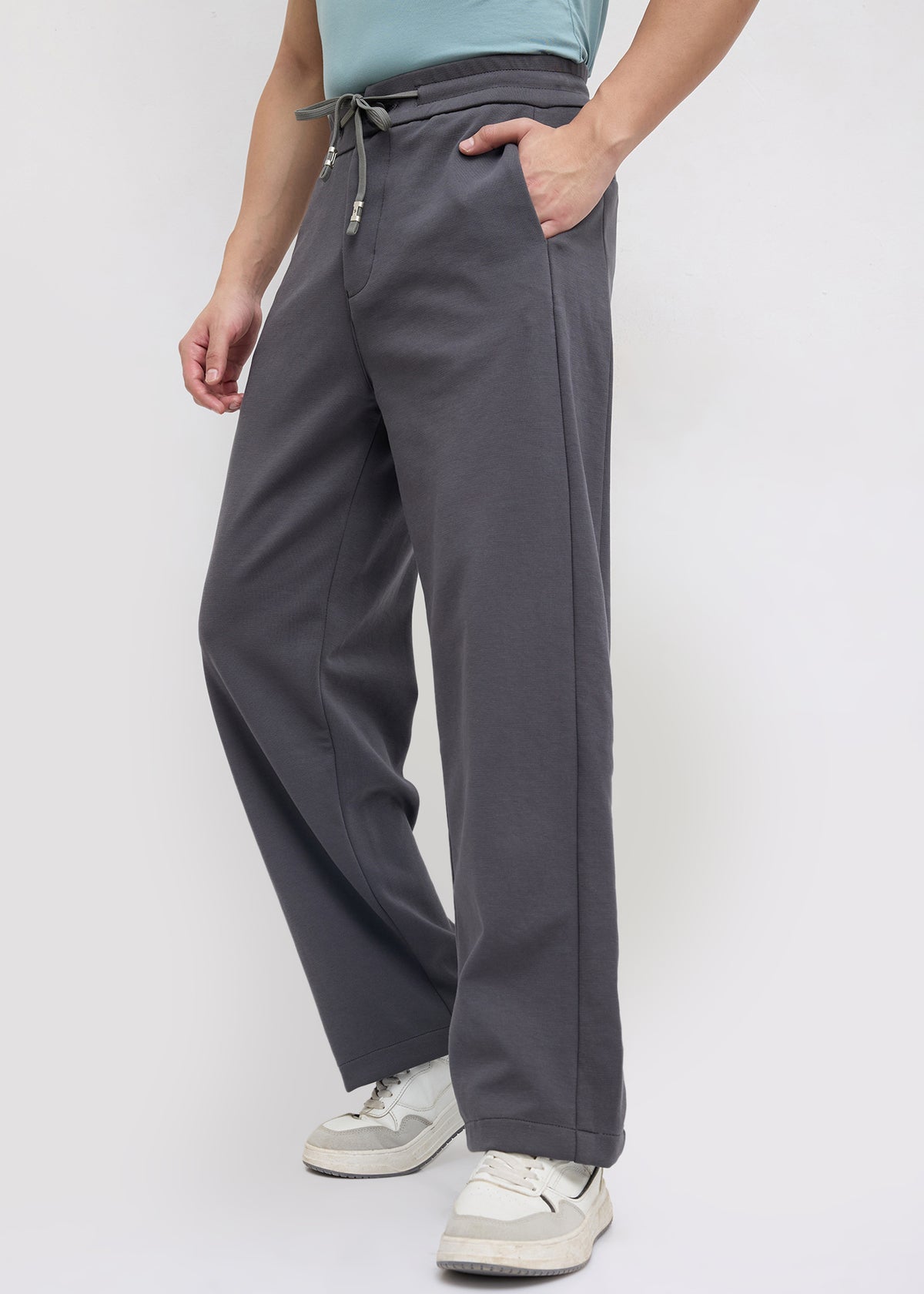Wog Solid Relaxed-Fit Track Pants: Dark Grey