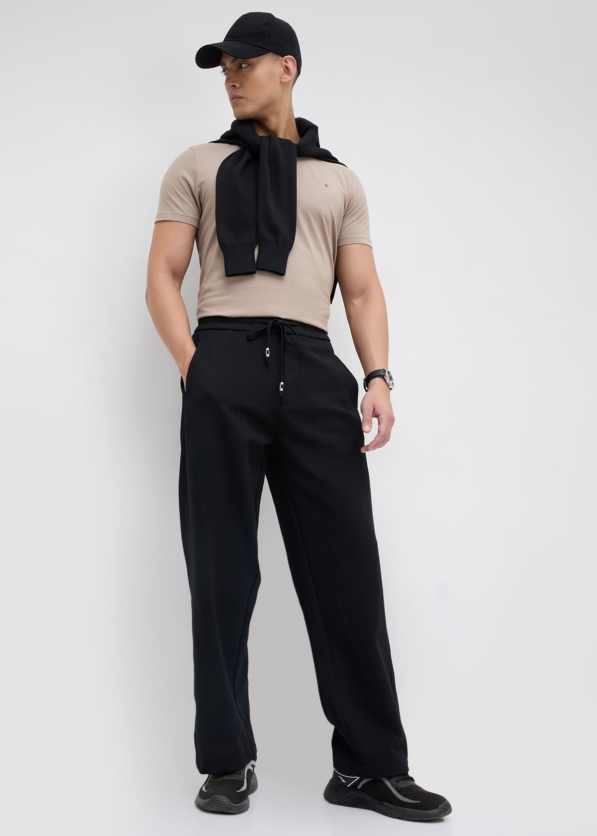 Wog Solid Relaxed-Fit Track Pants: Khaki