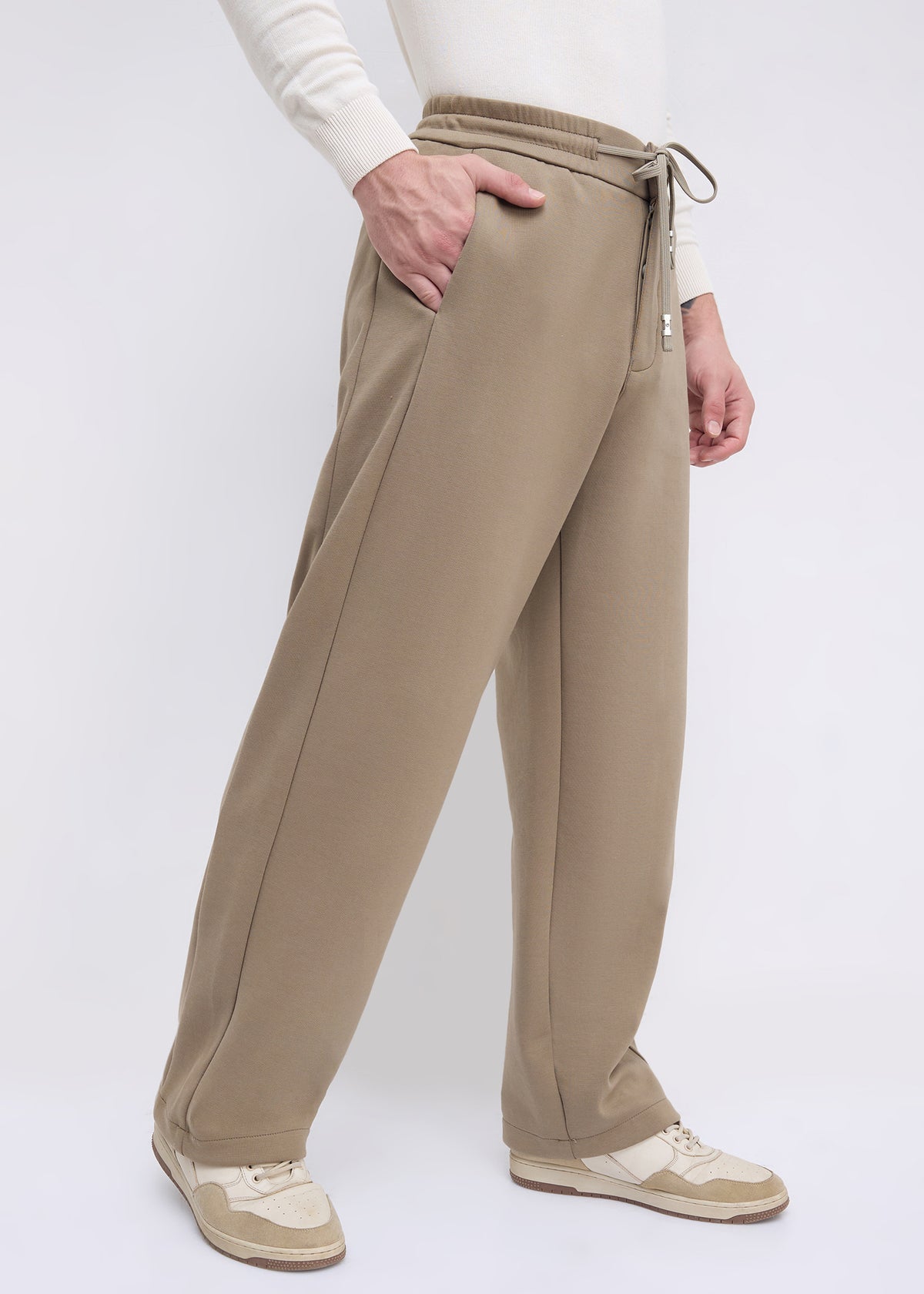 Wog Solid Relaxed-Fit Track Pants: Khaki