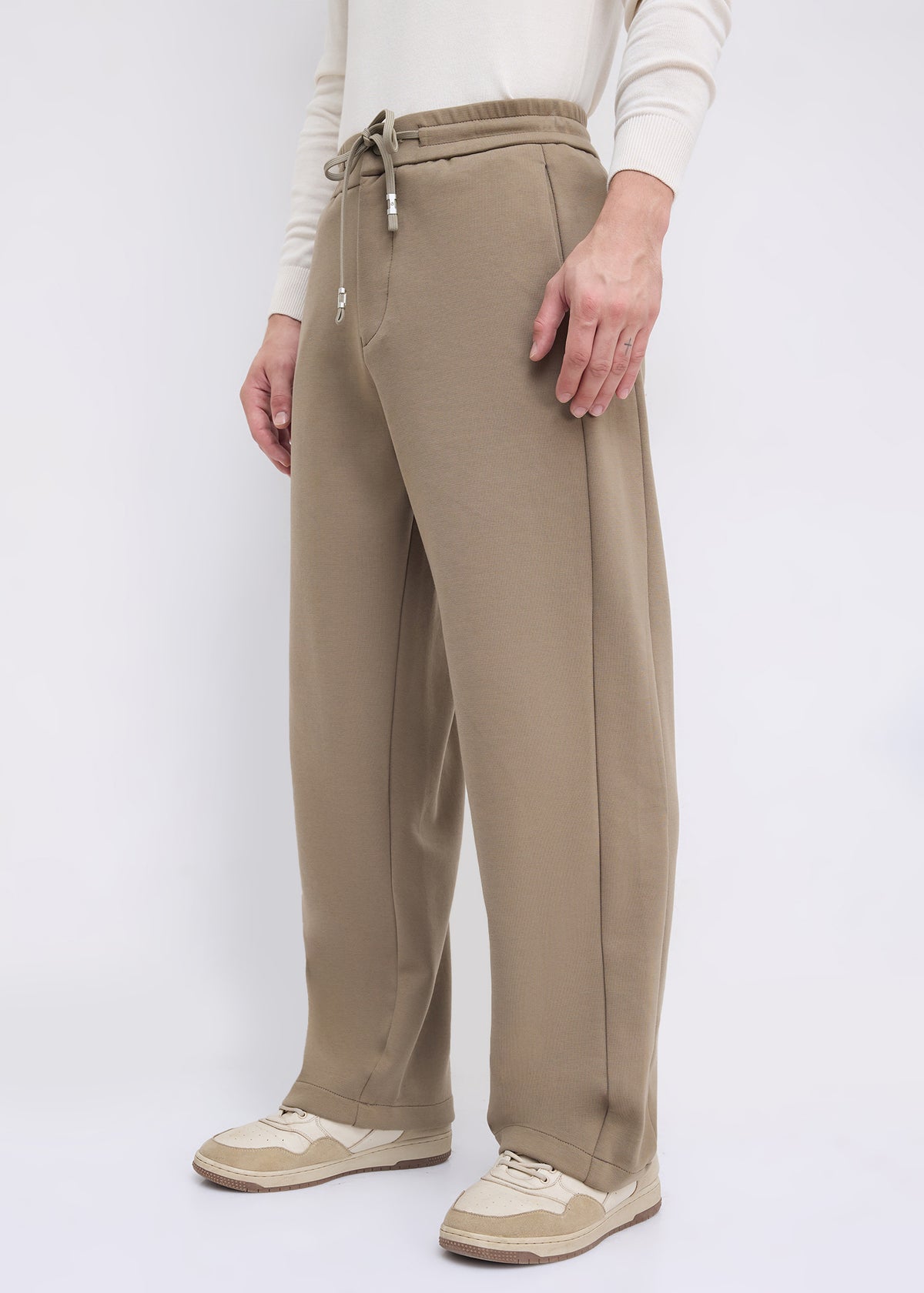 Wog Solid Relaxed-Fit Track Pants: Khaki