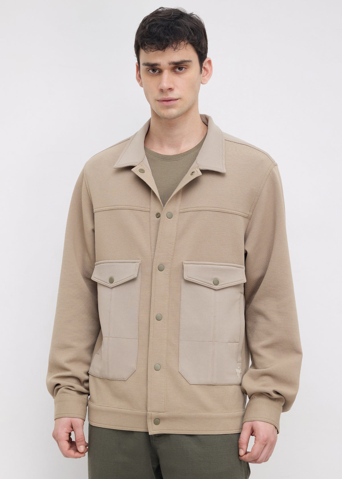 Kiora Multi-Pocket Snap-Button Jacket: Khaki