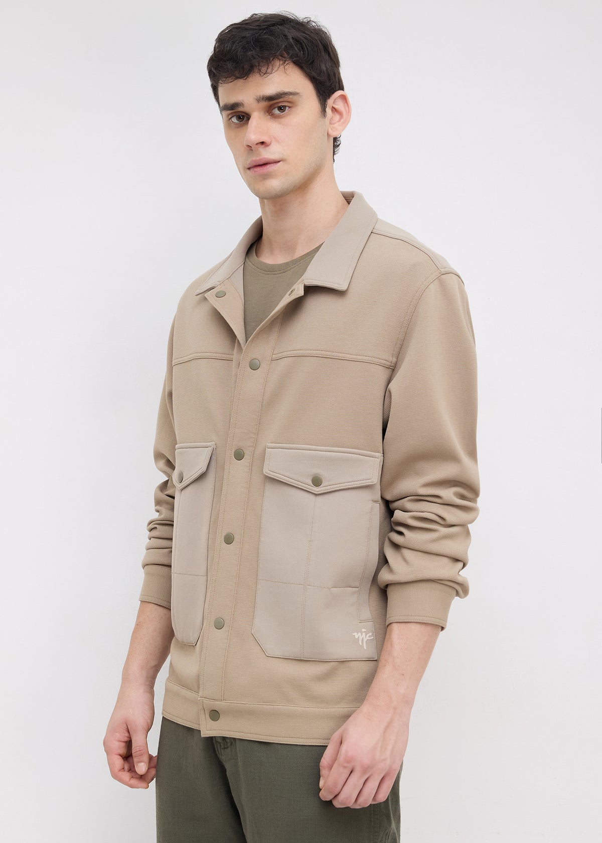 Kiora Multi-Pocket Snap-Button Jacket: Khaki