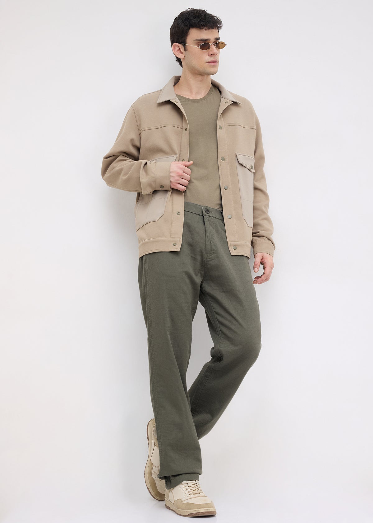 Kiora Multi-Pocket Snap-Button Jacket: Khaki