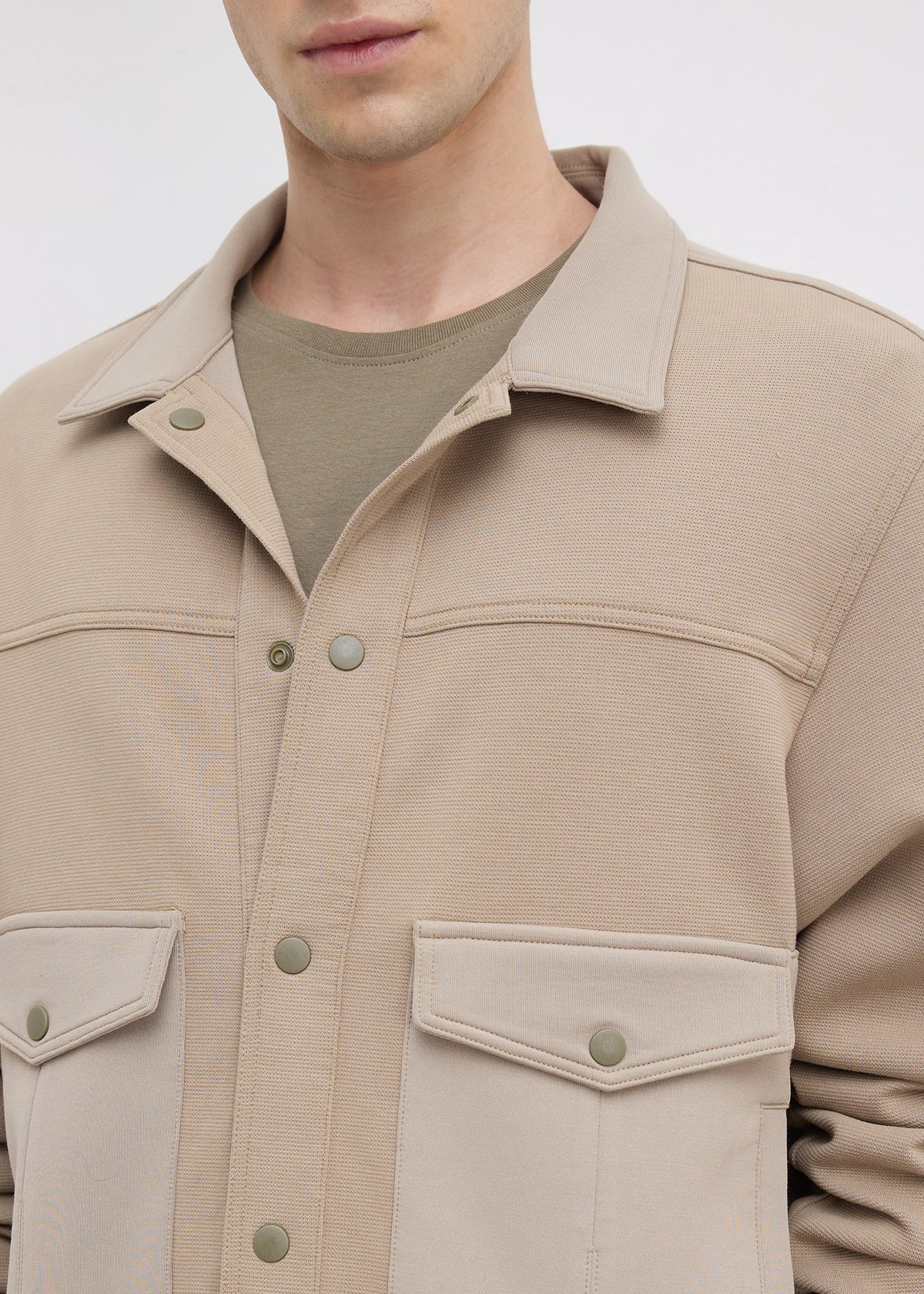 Kiora Multi-Pocket Snap-Button Jacket: Khaki