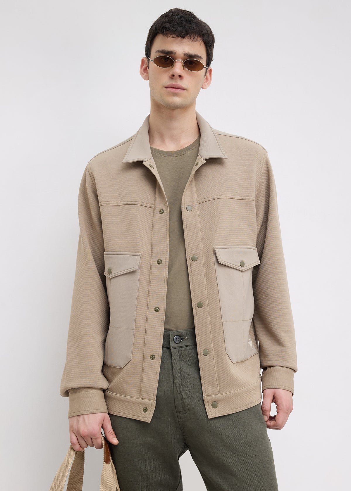 Kiora Multi-Pocket Snap-Button Jacket: Khaki