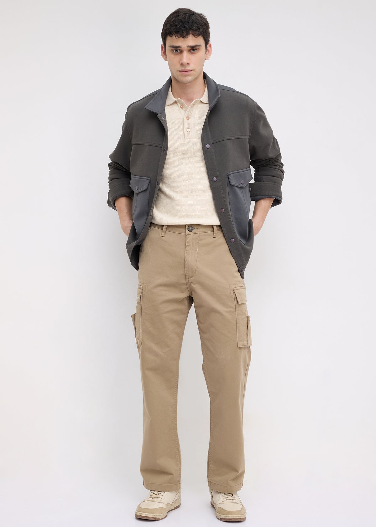 Kiora Multi-Pocket Snap-Button Jacket: Dark Grey