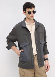 Kiora Multi-Pocket Snap-Button Jacket: Dark Grey