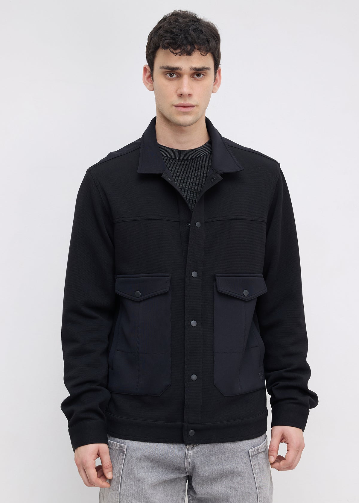 Kiora Multi-Pocket Snap-Button Jacket: Black