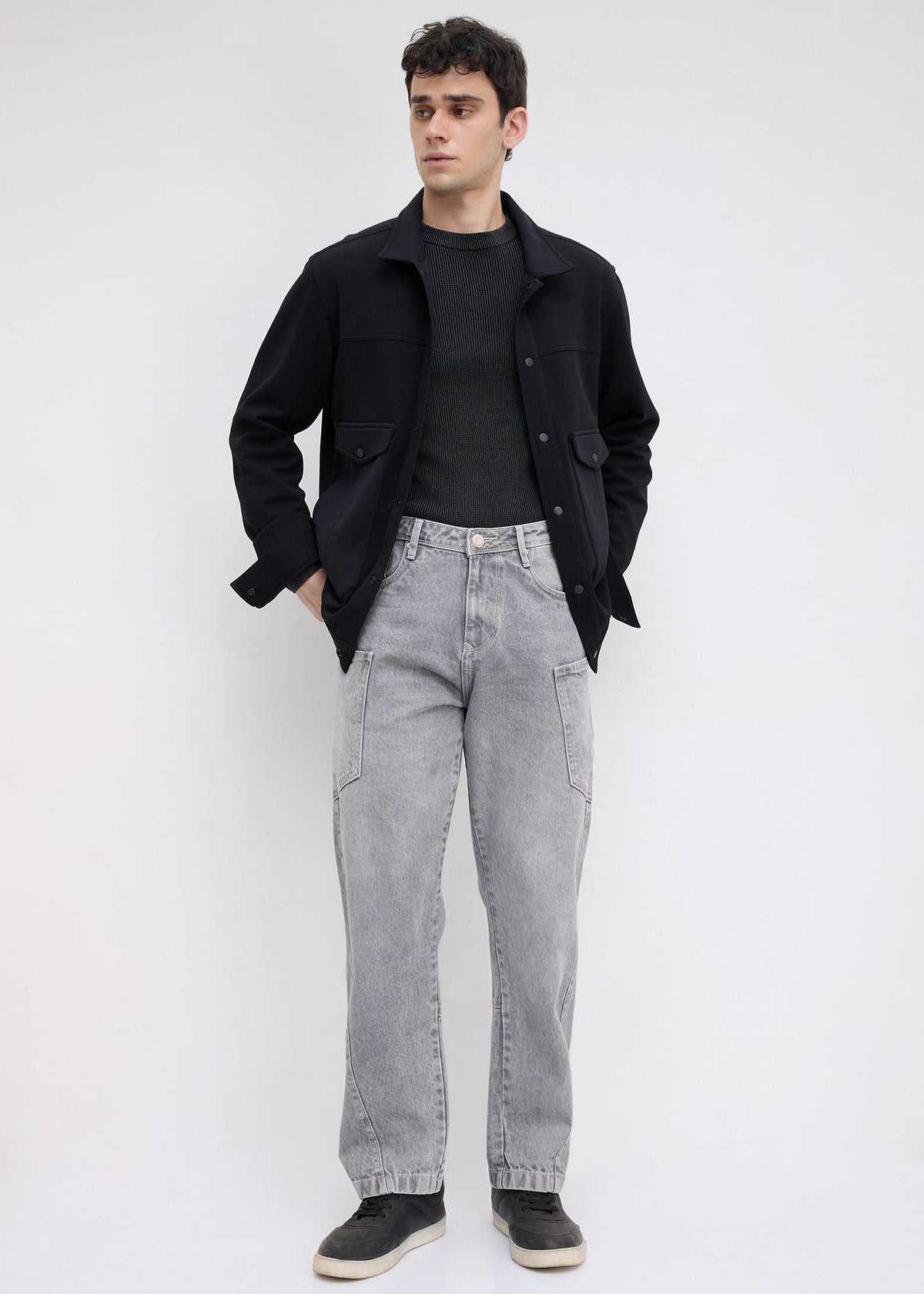 Kiora Multi-Pocket Snap-Button Jacket: Black