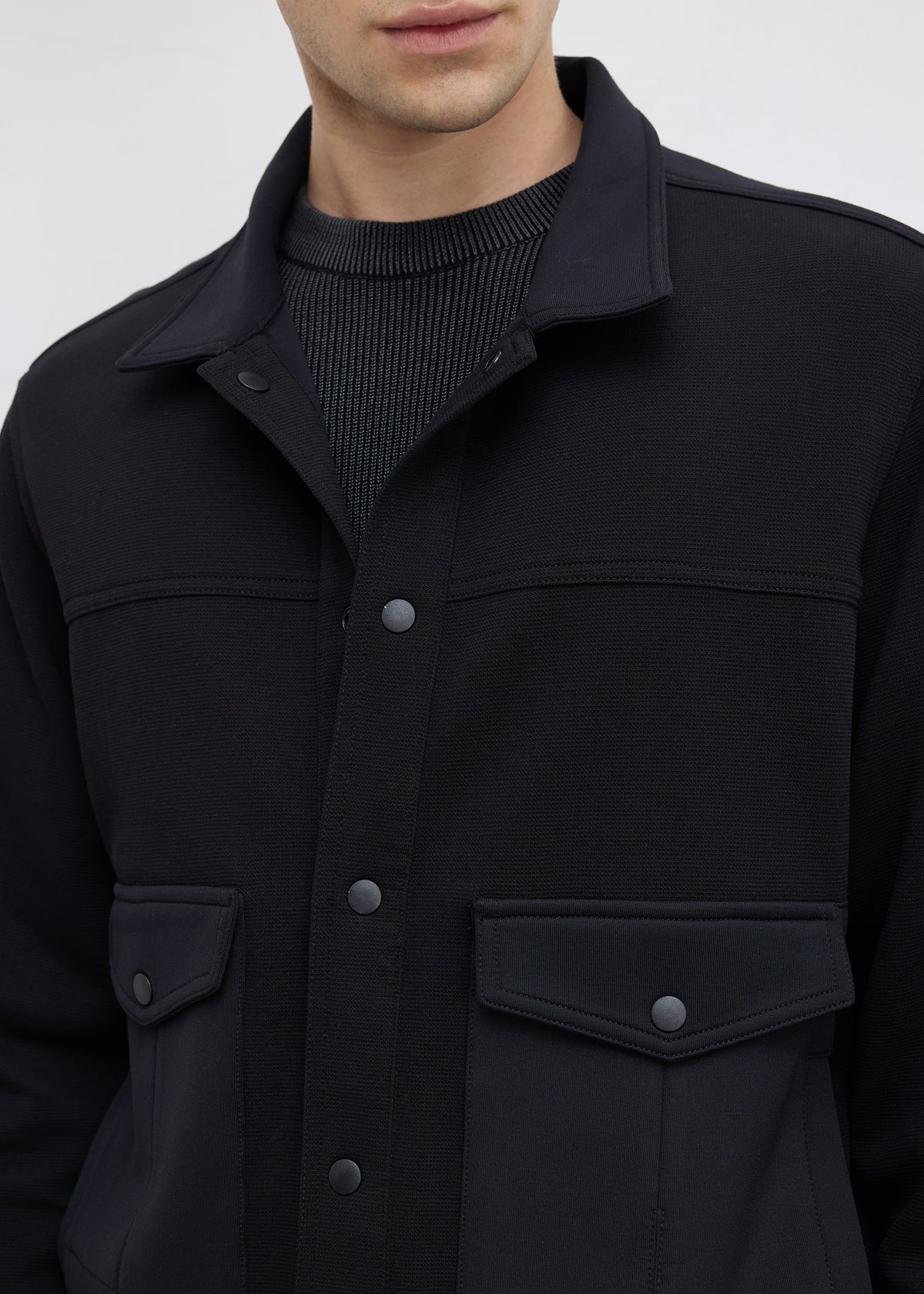 Kiora Multi-Pocket Snap-Button Jacket: Black
