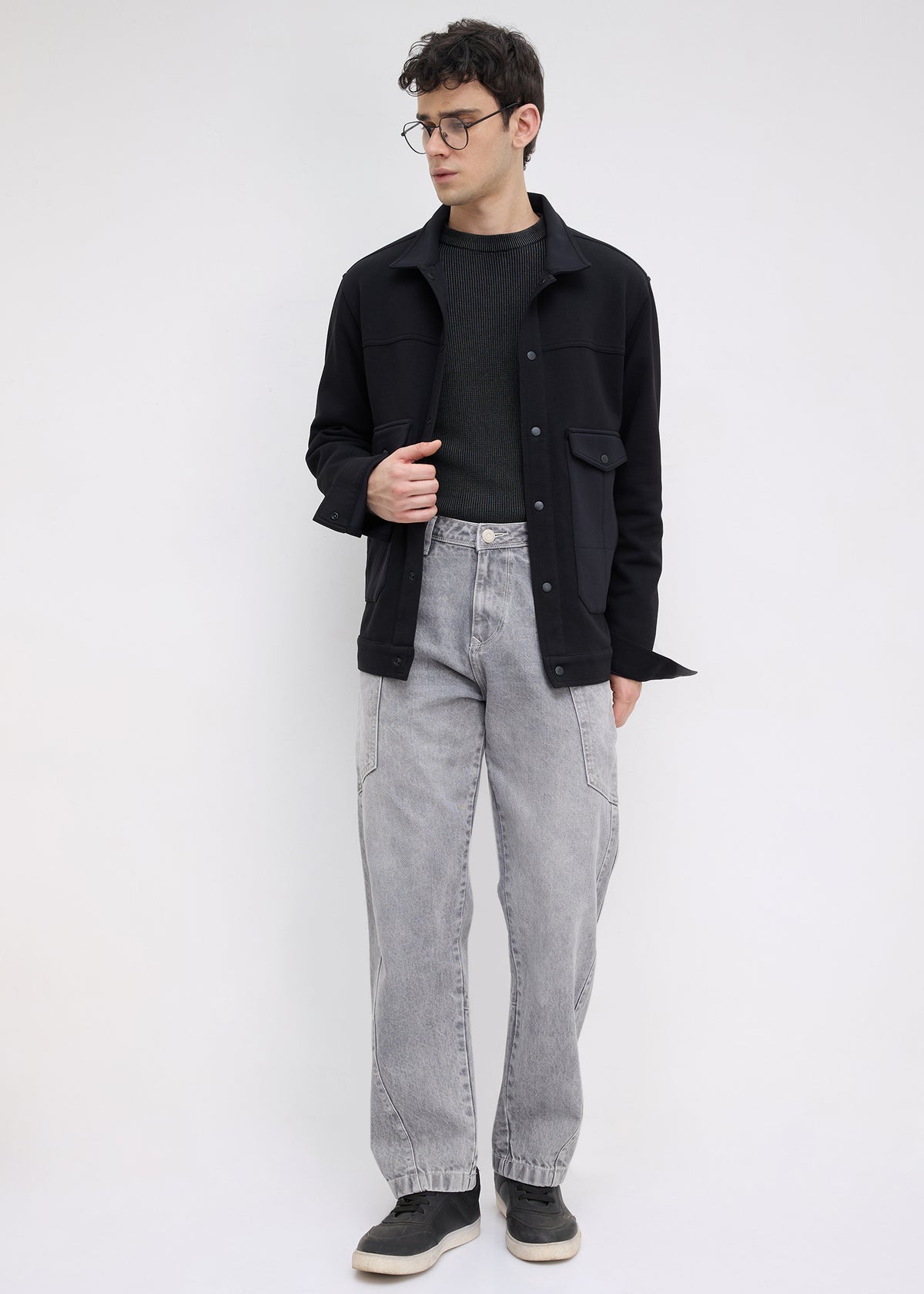 Kiora Multi-Pocket Snap-Button Jacket: Black