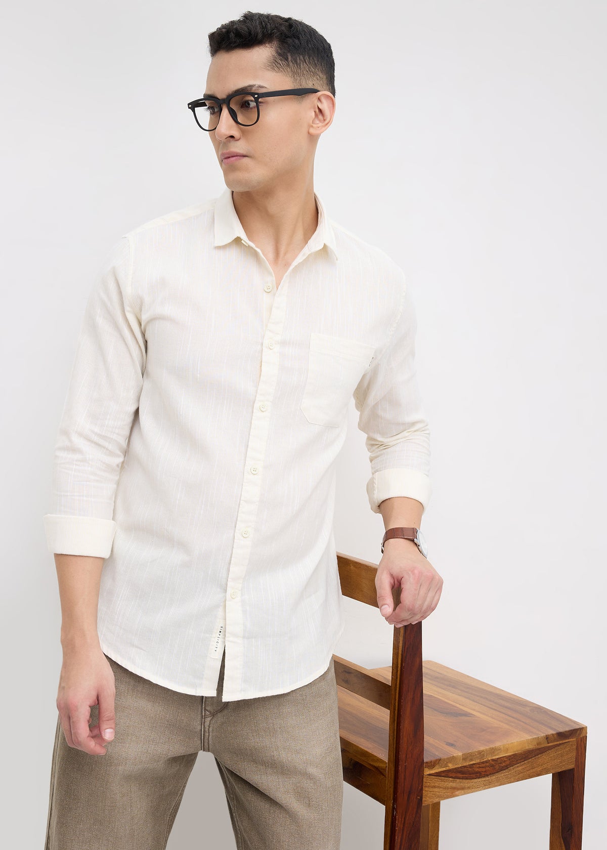 Attractive Striped Casual Shirt: Yellow