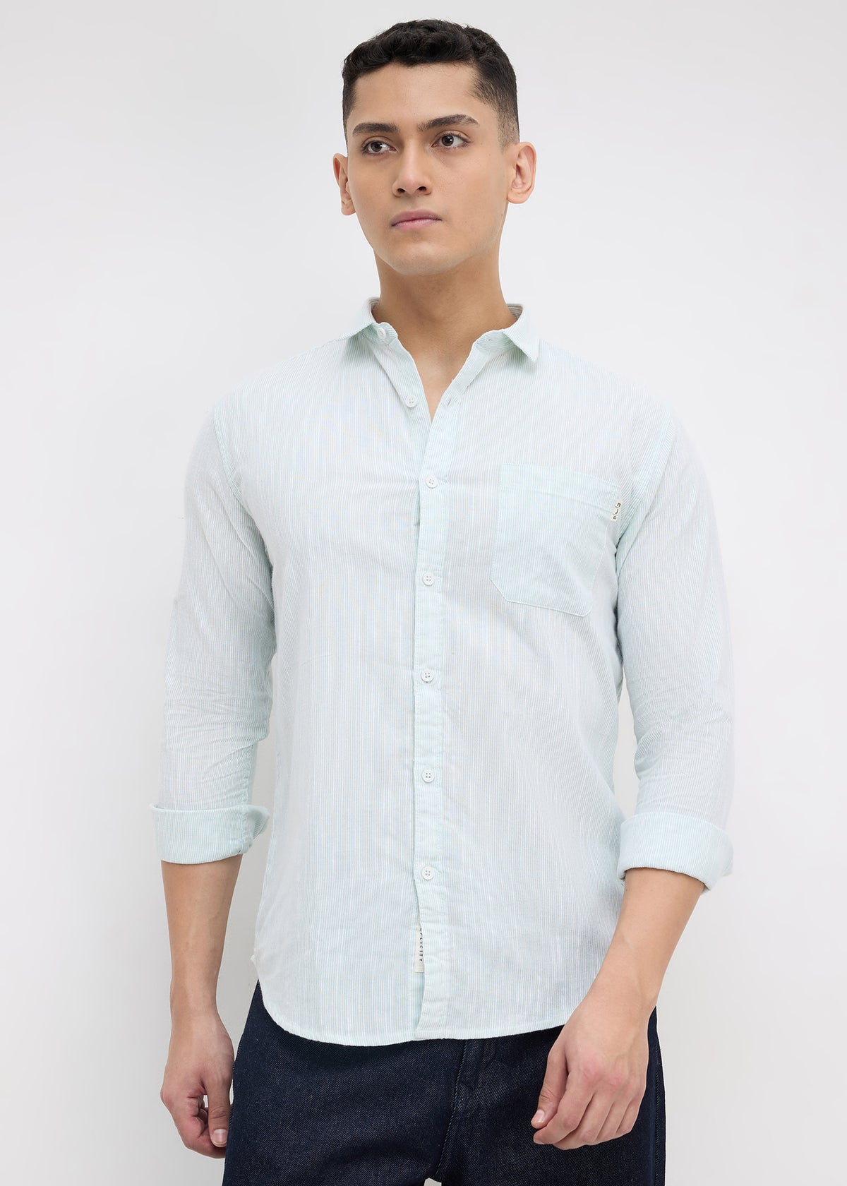 Attractive Striped Casual Shirt: Sea Green