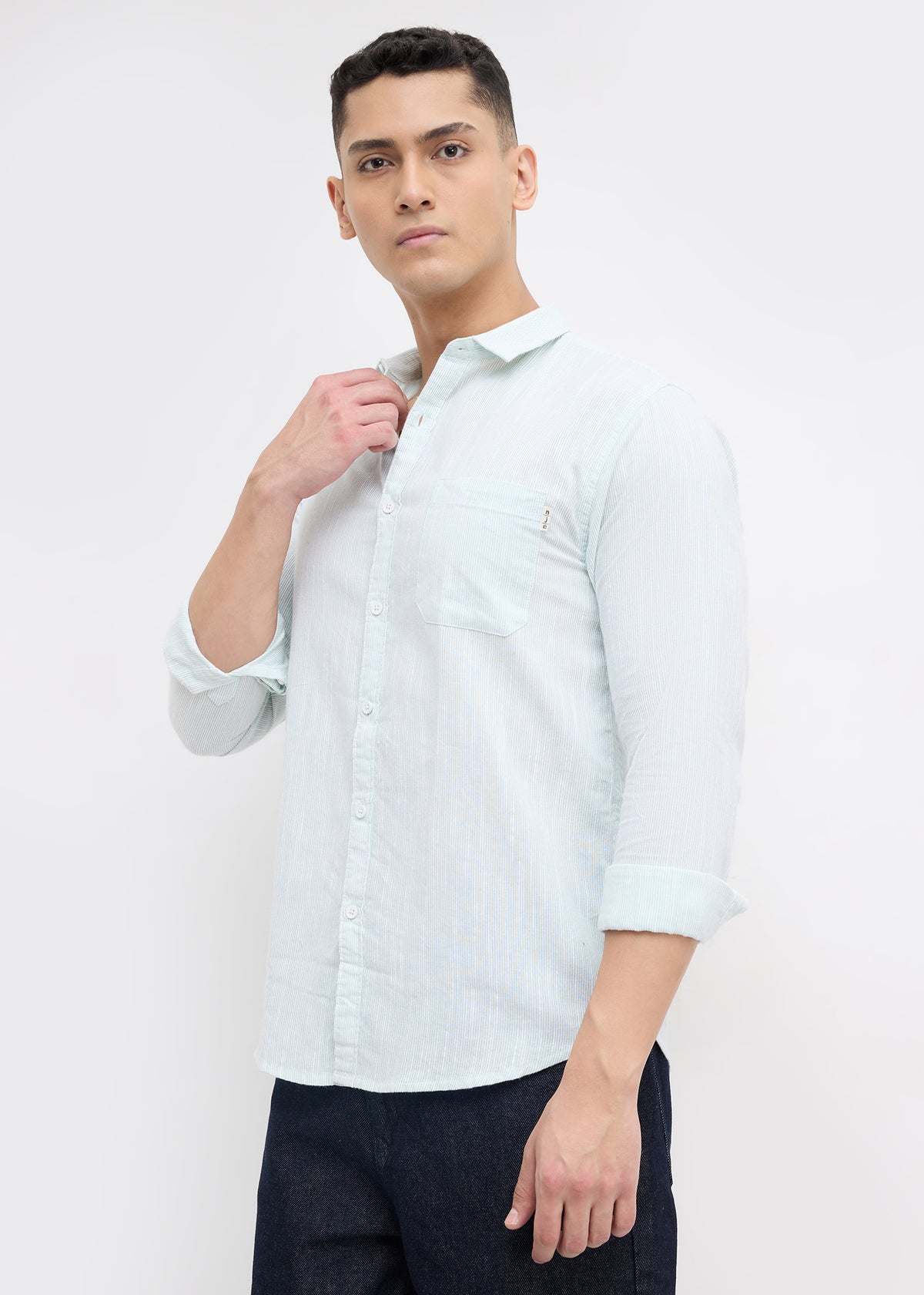 Attractive Striped Casual Shirt: Sea Green