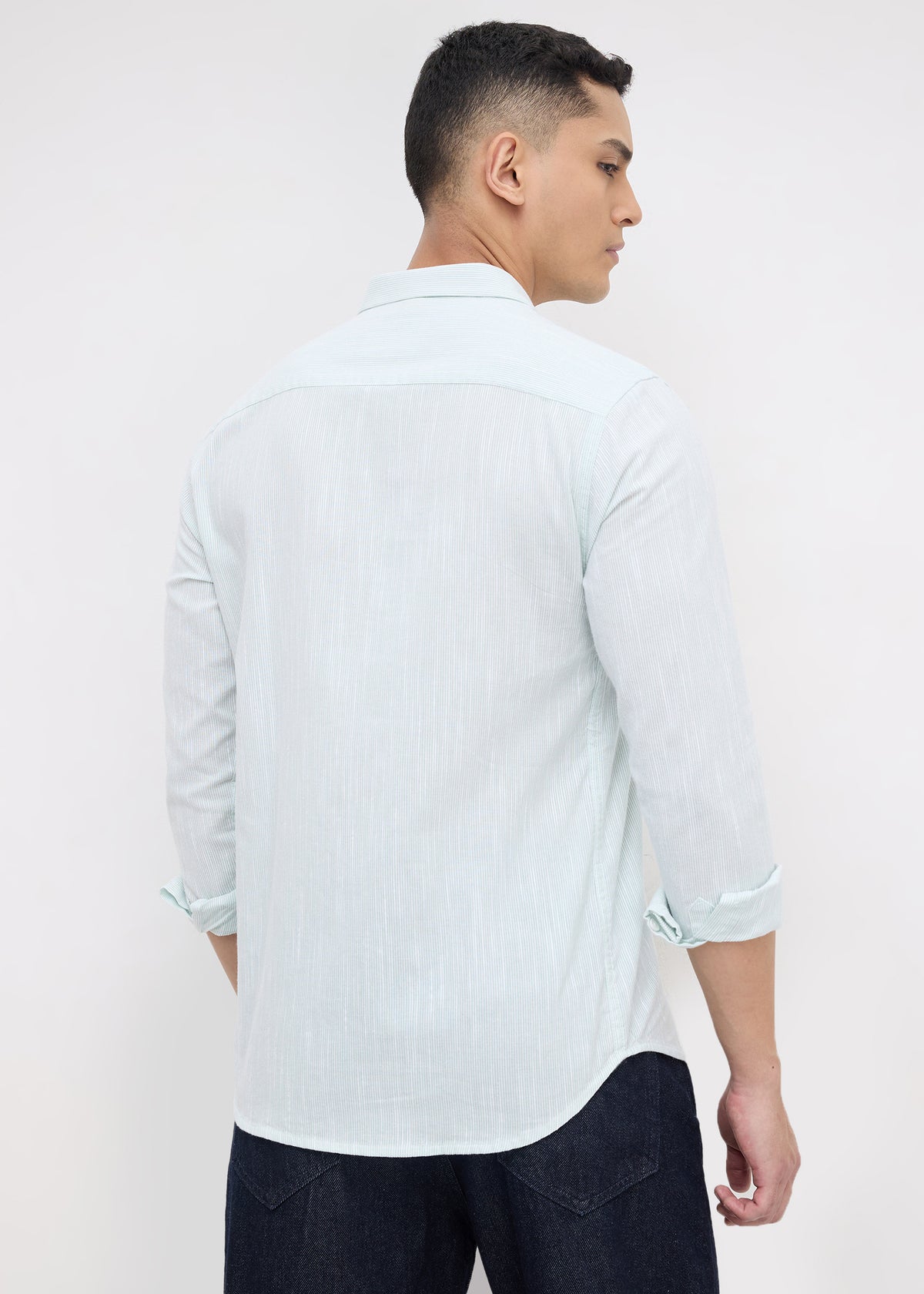 Attractive Striped Casual Shirt: Sea Green