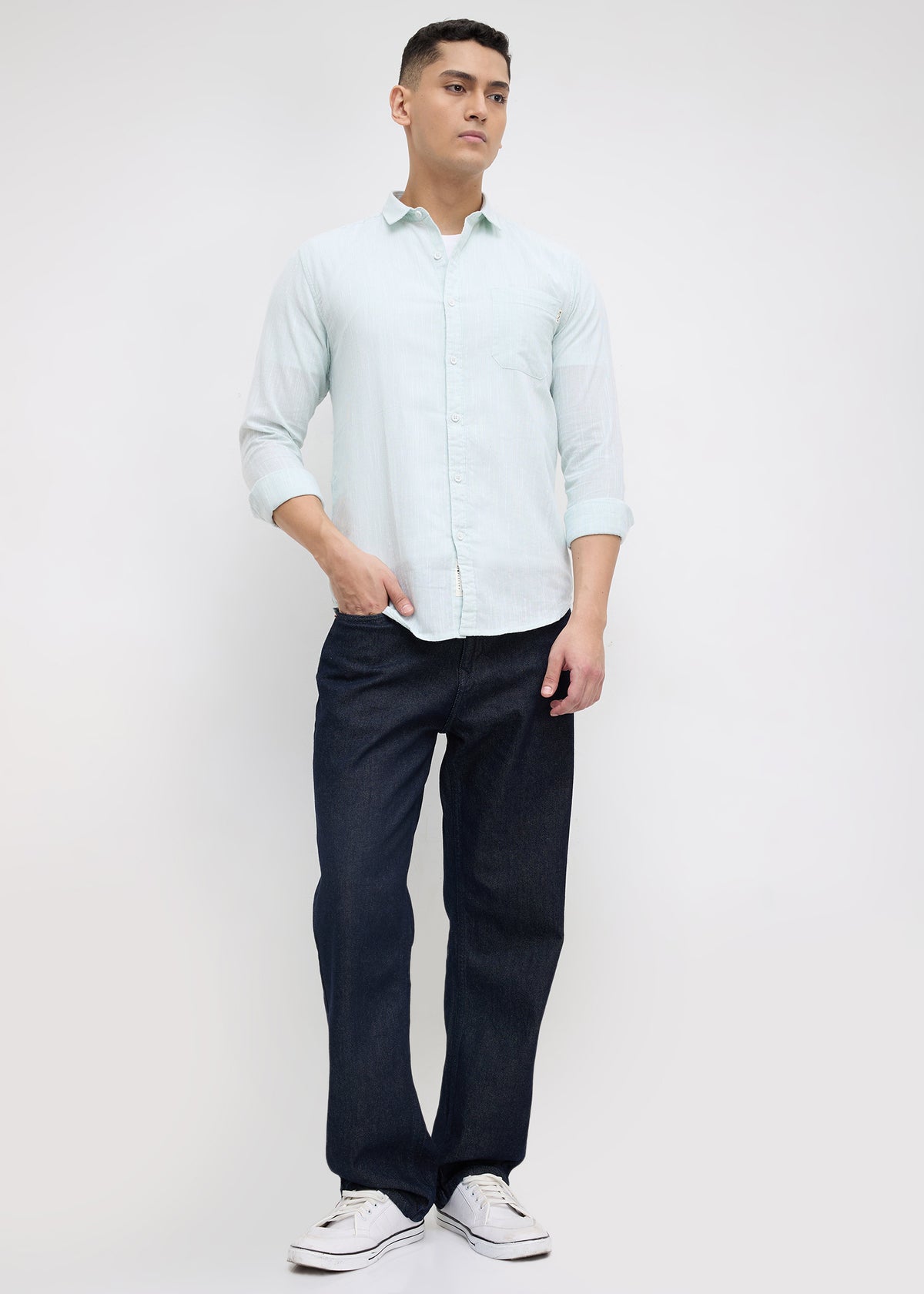 Attractive Striped Casual Shirt: Sea Green