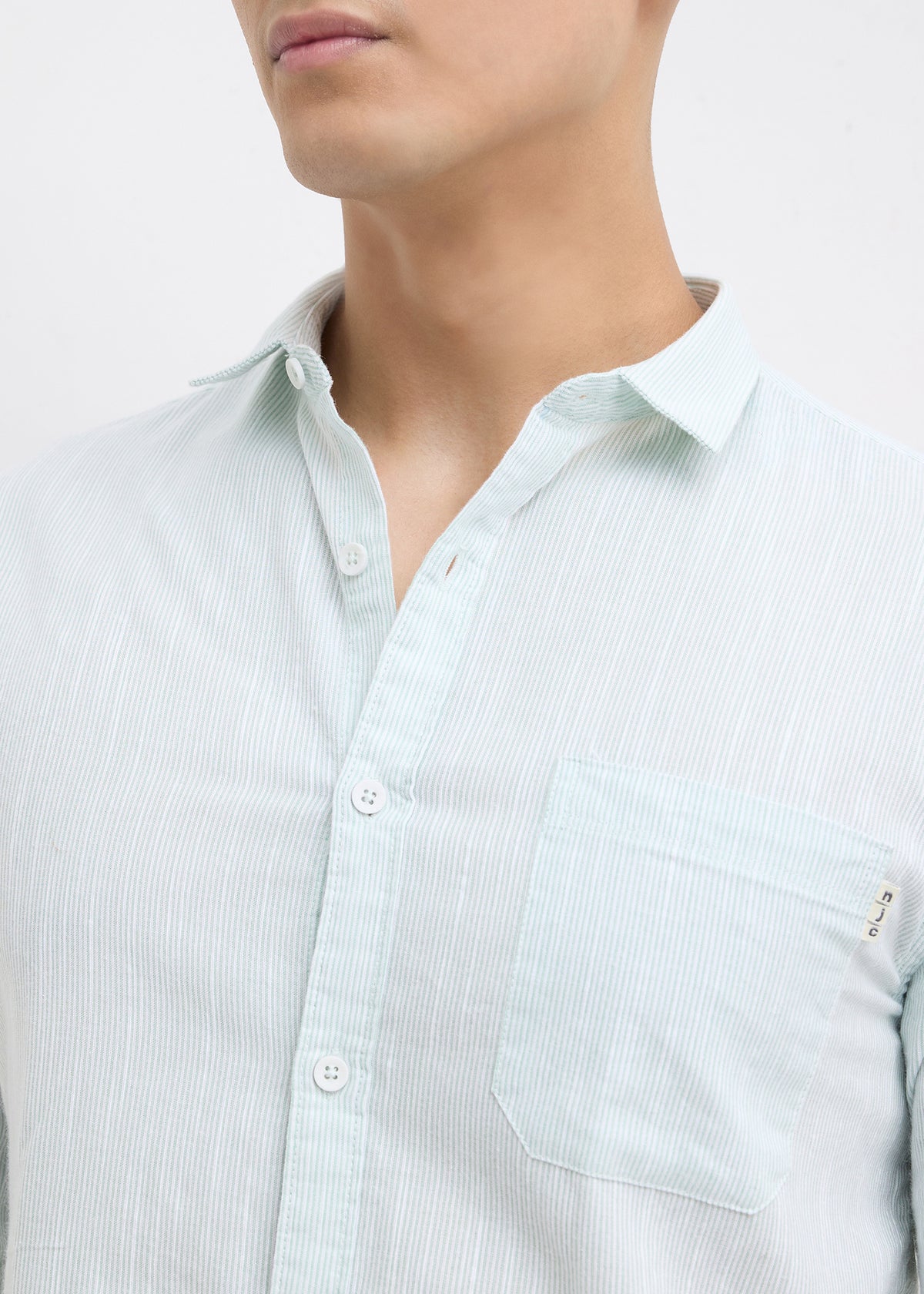 Attractive Striped Casual Shirt: Sea Green