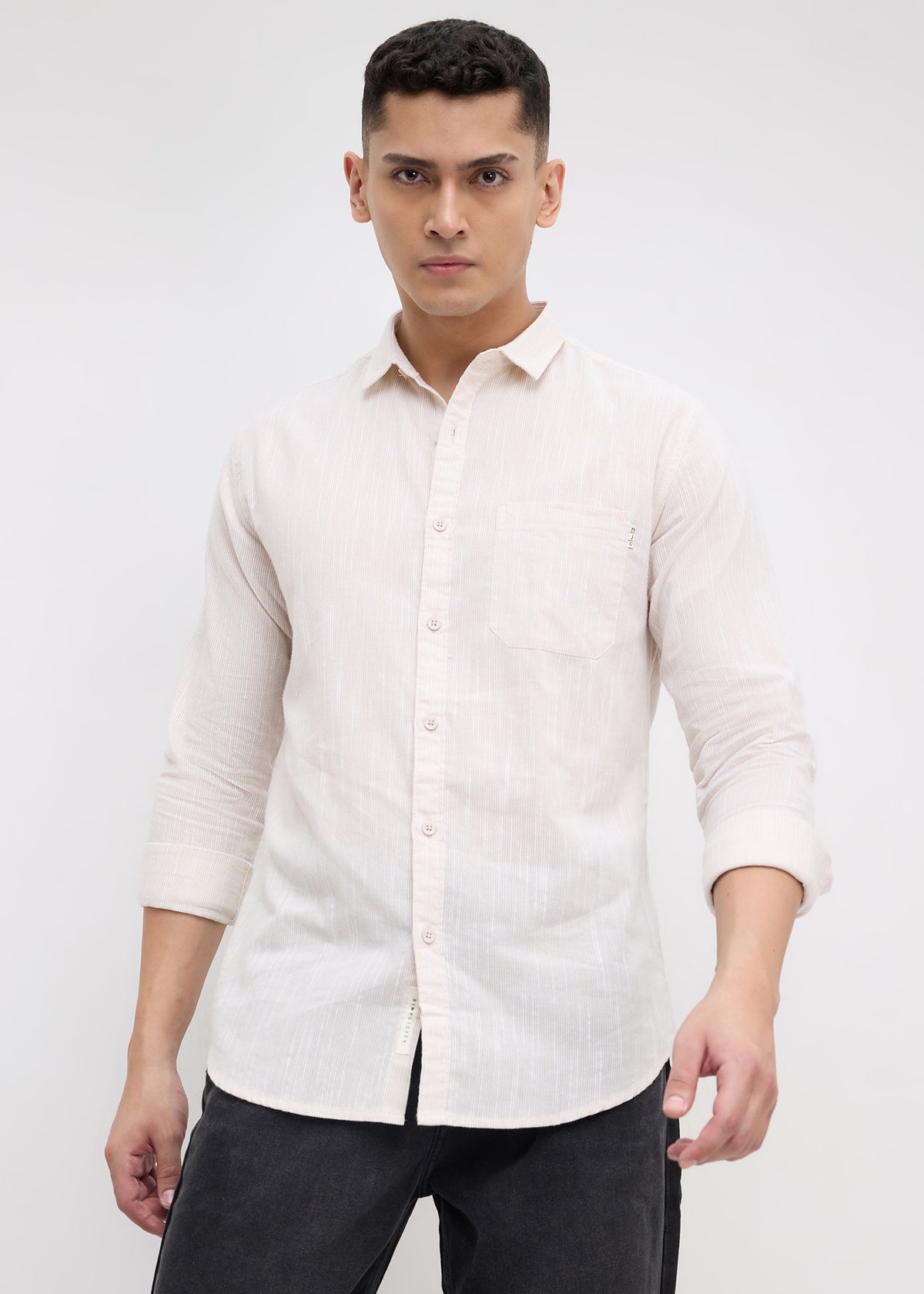 Attractive Striped Casual Shirt: Khaki