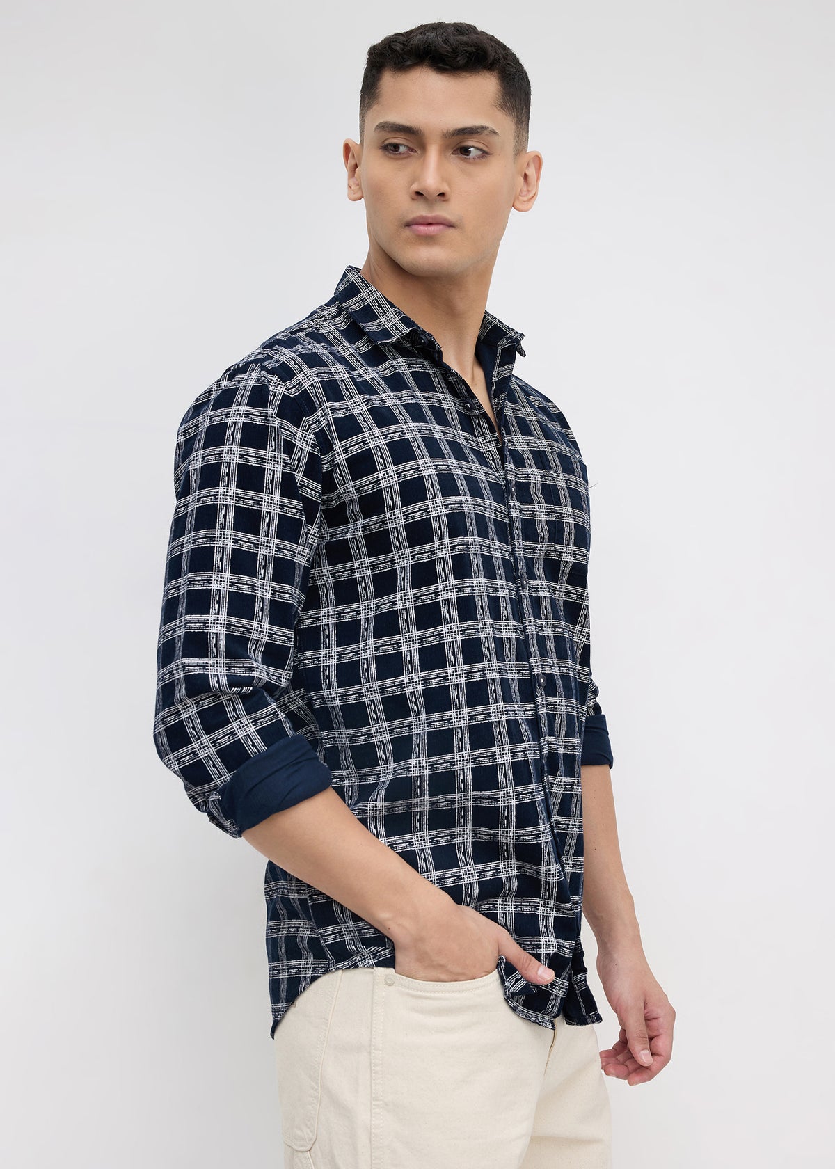 Macwheel Checked Casual Shirt: Navy