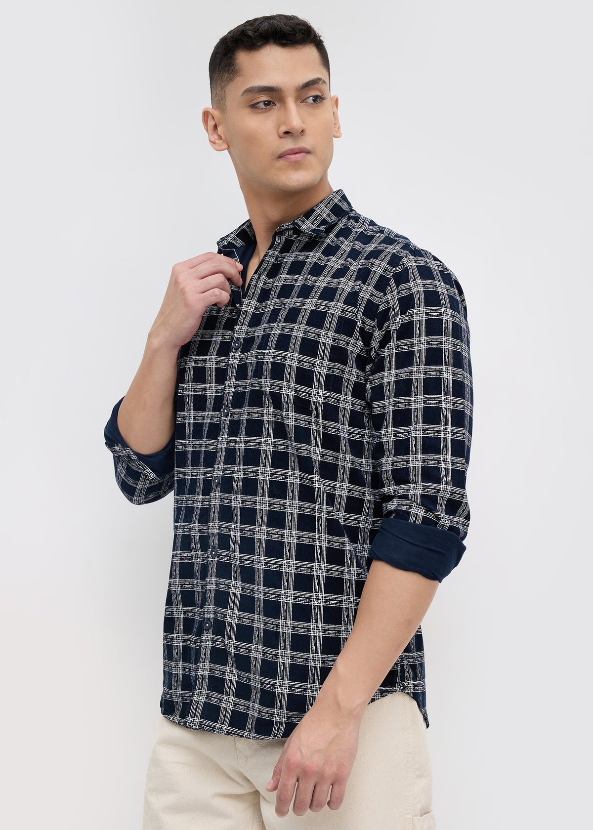 Macwheel Checked Casual Shirt: Navy