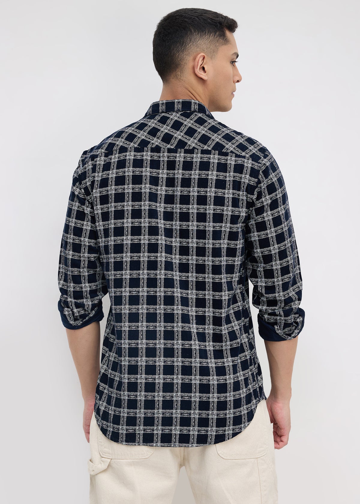 Macwheel Checked Casual Shirt: Navy