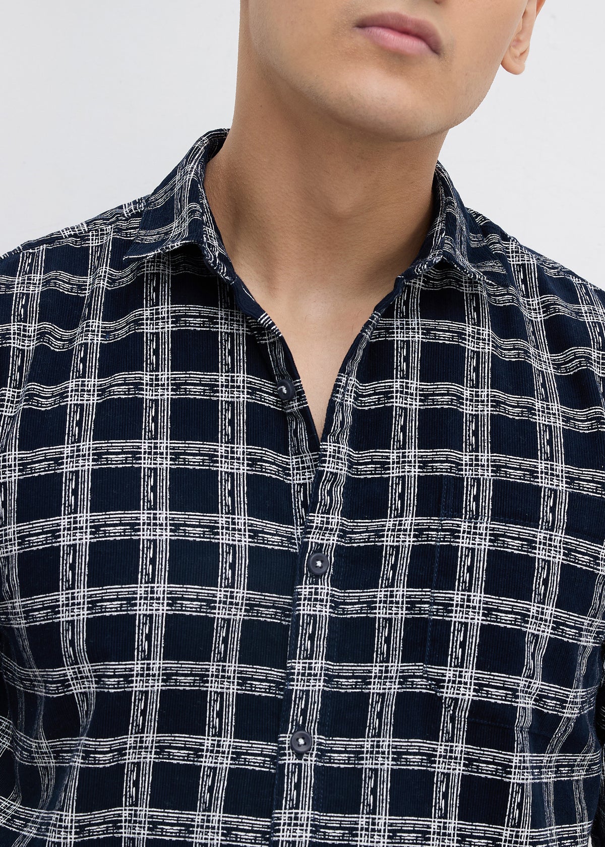 Macwheel Checked Casual Shirt: Navy