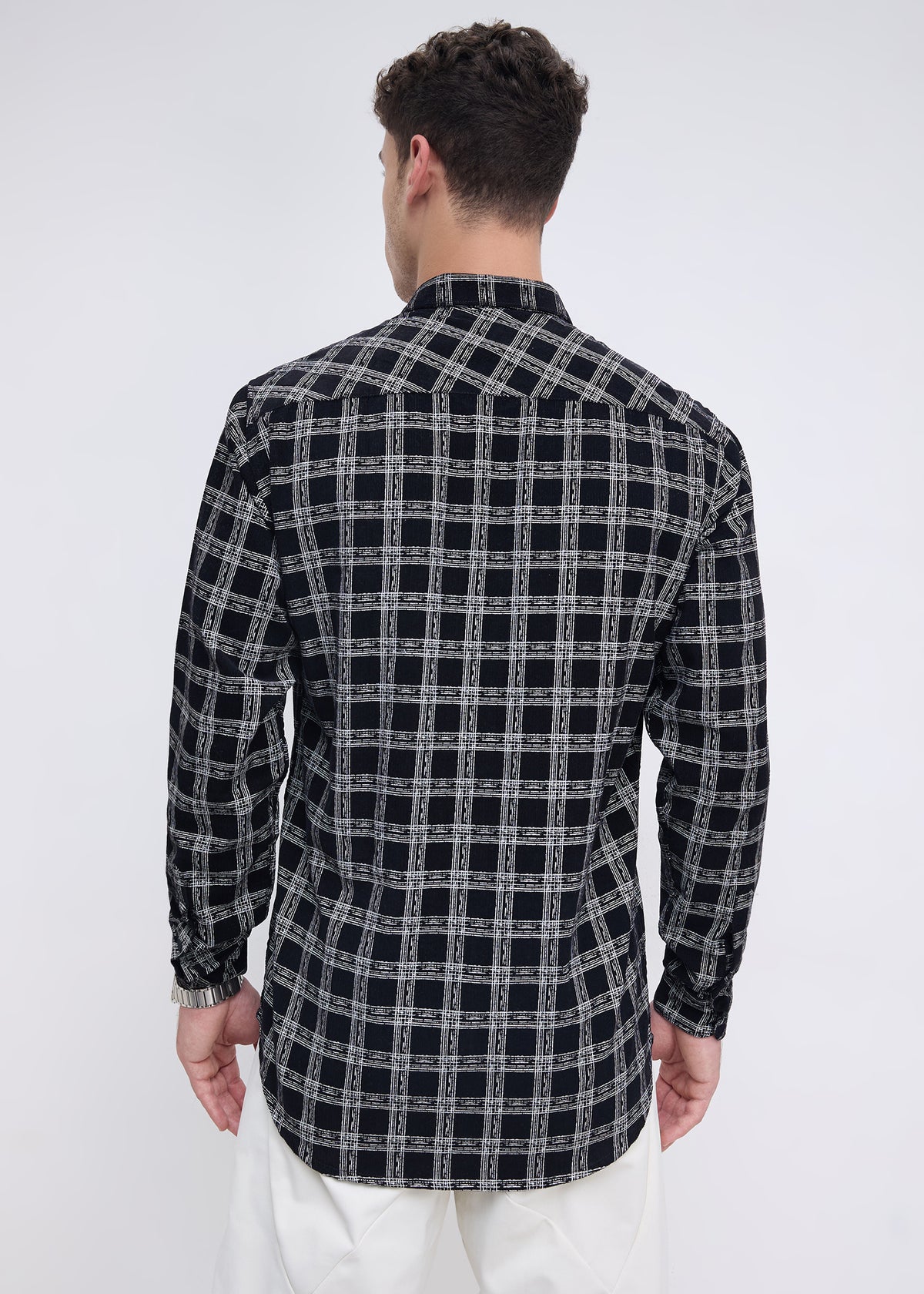 Macwheel Checked Casual Shirt: Black