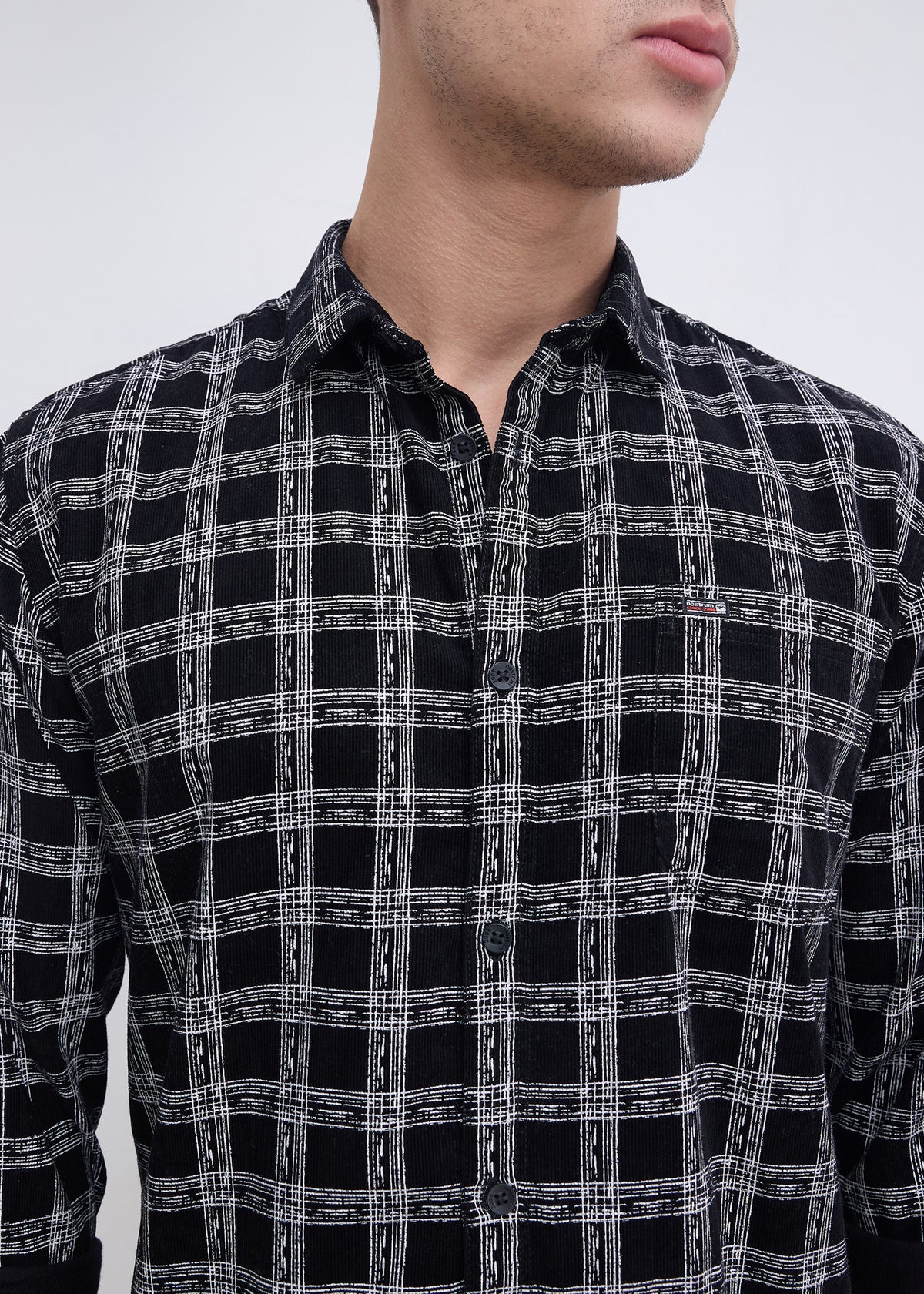Macwheel Checked Casual Shirt: Black