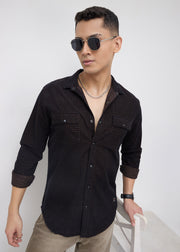Addition Checked Full Sleeve Shirt: Coffee