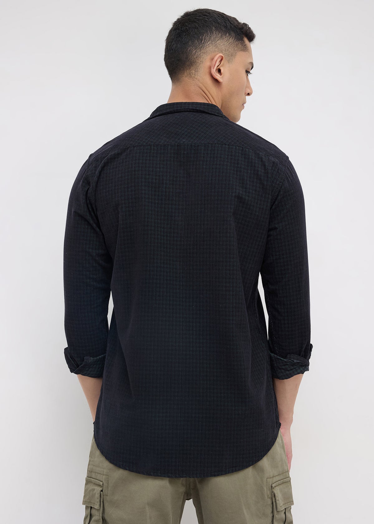 Addition Checked Full Sleeve Shirt: Green