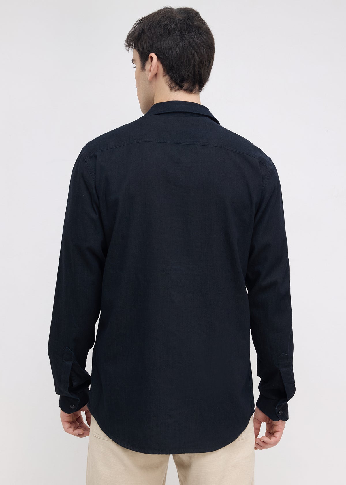 Election Utility Snap-Button Denim Shirt: Black