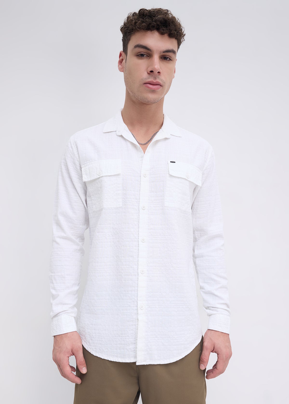 Poppin Full Sleeve Shirt: White