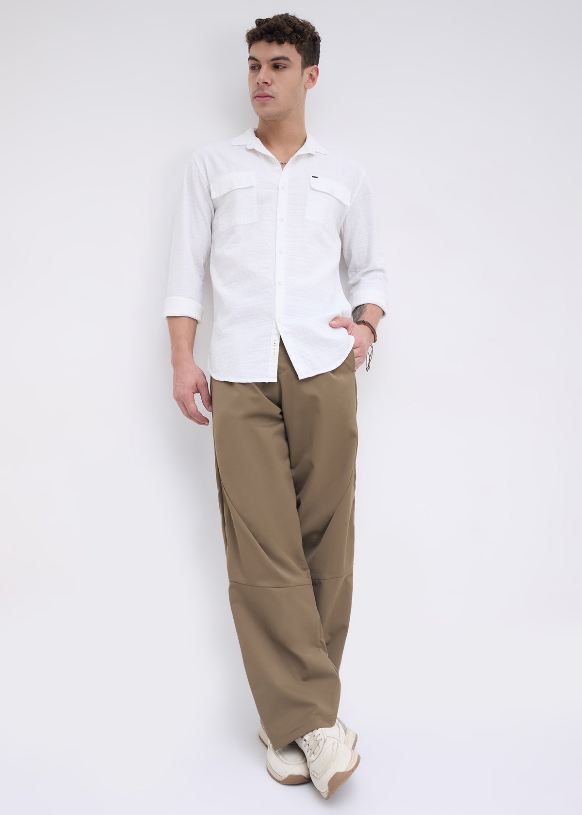 Poppin Full Sleeve Shirt: White