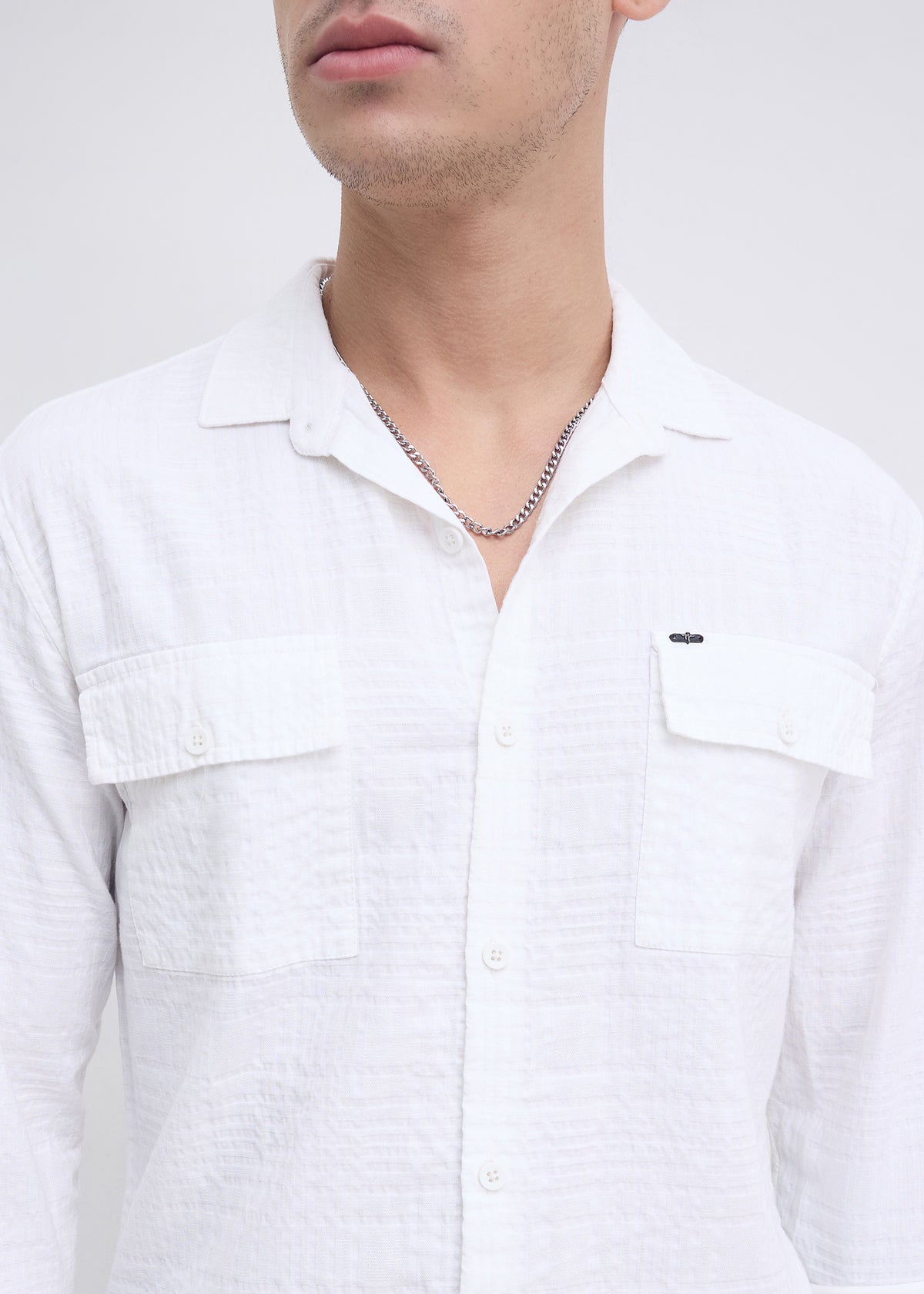 Poppin Full Sleeve Shirt: White
