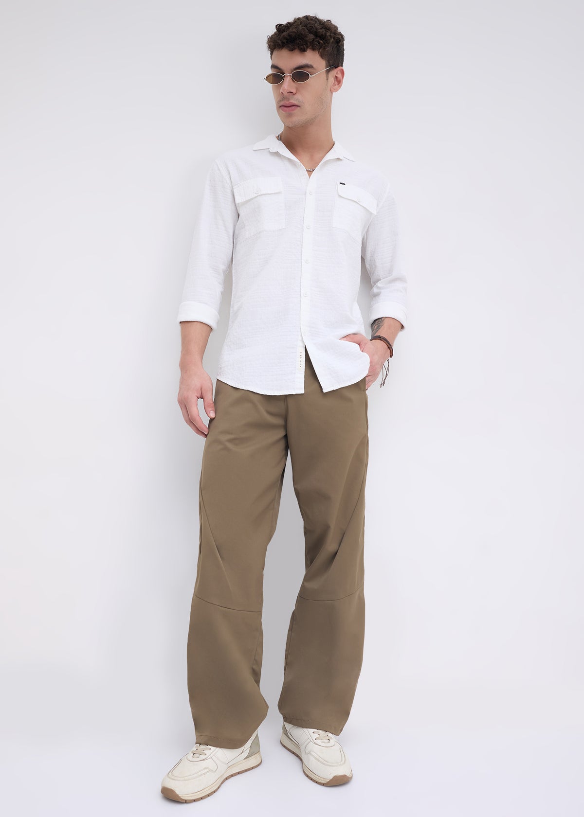 Poppin Full Sleeve Shirt: White