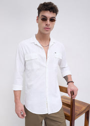 Poppin Full Sleeve Shirt: White