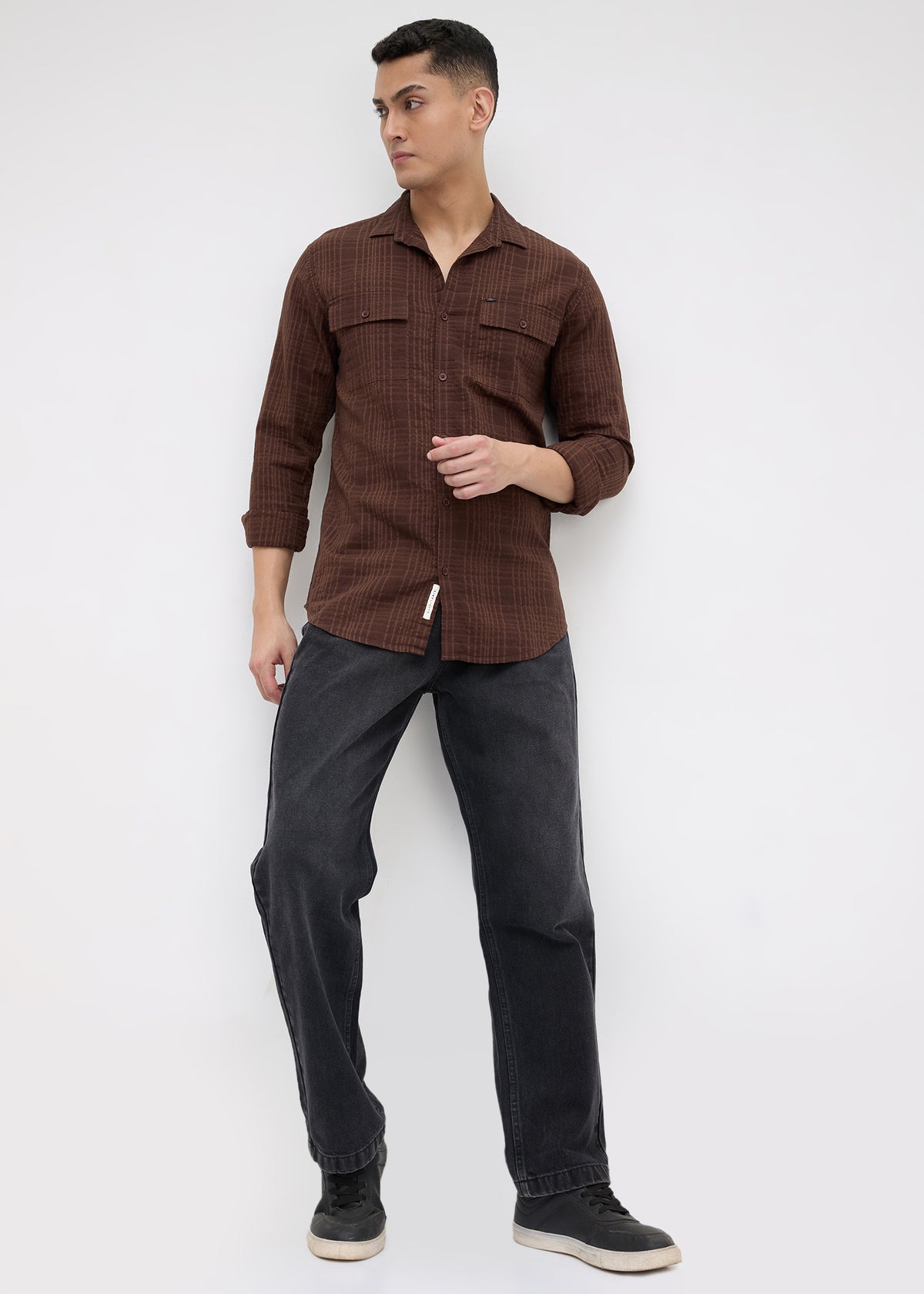 Poppin Full Sleeve Shirt: Brown