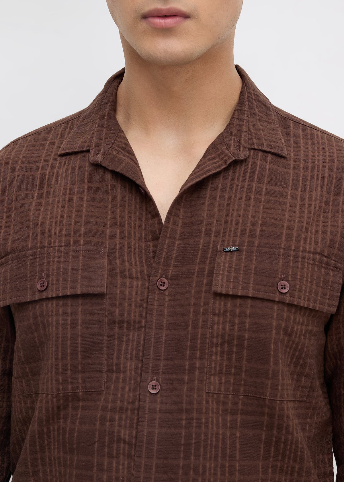 Poppin Full Sleeve Shirt: Brown