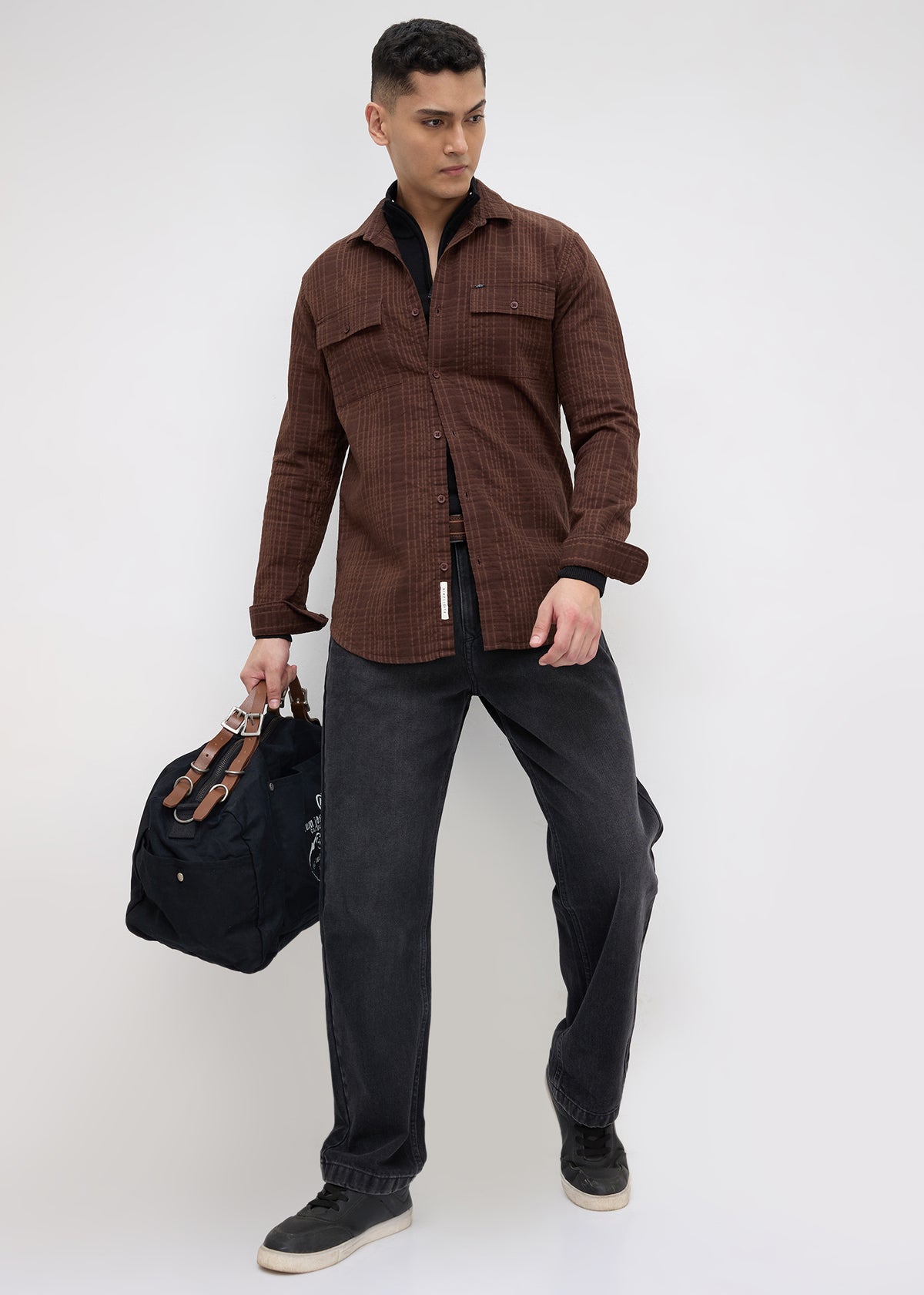 Poppin Full Sleeve Shirt: Brown