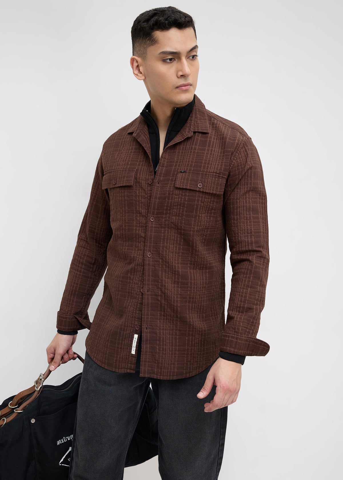 Poppin Full Sleeve Shirt: Brown