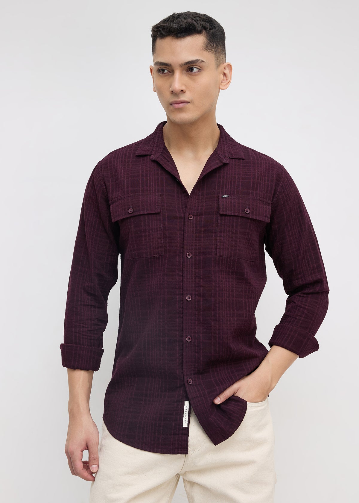 Poppin Full Sleeve Shirt: Wine