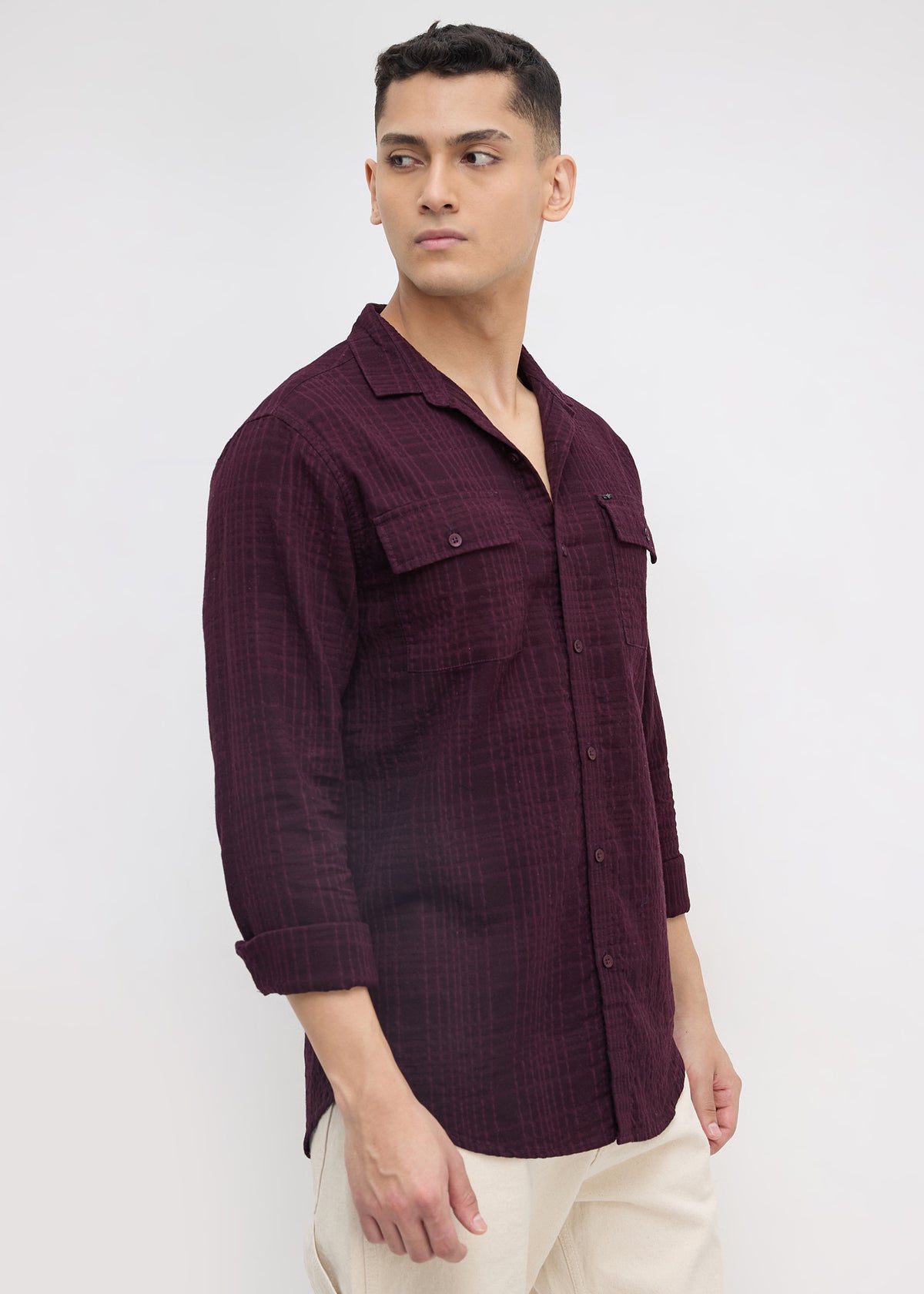 Poppin Full Sleeve Shirt: Wine